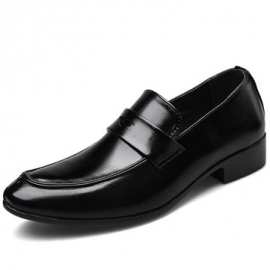 Men Pure Color Leather Non Slip Slip On Casual Formal Shoes for Formal Shoes