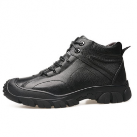 Men Outdoor Warm Lining Slip Resistant Lace Up Leather Hiking Boots for Boots