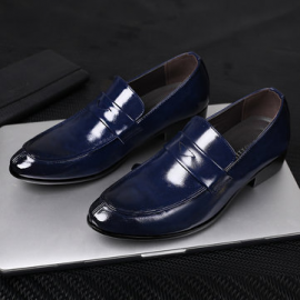 Men Pure Color Leather Non Slip Slip On Casual Formal Shoes for Formal Shoes