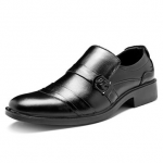 Men Pointed Toe Metal Buckle Slip On Business Formal Shoes for Formal Shoes