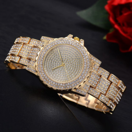 Luxury Womens Full Rhinestone Diamond Watches Lady Dress Accessory Silver Rose Gold Watch for Women for Watches