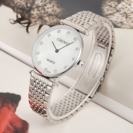 CHENXI Couple Watch Luxury Rhinestone Silver Watch for Couple Watches