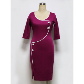 Cross Wrap Solid Color Half Sleeve Dress For Women for Dresses