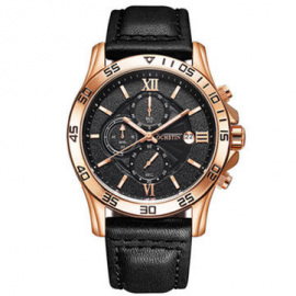 Business Men Wrist Watch Multi-function Chronograph Quartz Watches Leather Brand for Men Watches