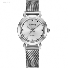 Fashion Quartz Wristwatch Stainless Steel Fine Structure Mesh Strap No Number Dial Watches for Women for Watches