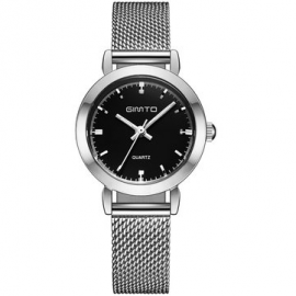 Fashion Quartz Wristwatch Stainless Steel Fine Structure Mesh Strap No Number Dial Watches for Women for Watches