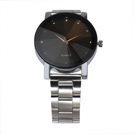 Fashion Couple Quartz Wristwatch No Number Round Dial Stainless Steel Strap Watches for Women Men for Couple Watches