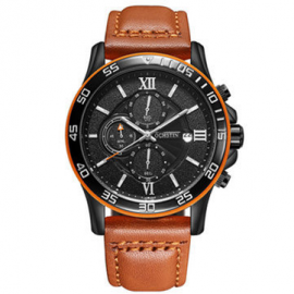 Business Men Wrist Watch Multi-function Chronograph Quartz Watches Leather Brand for Men Watches